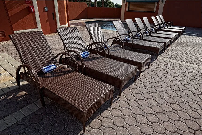 Poolside lounge chairs at Westgate Towers Resort